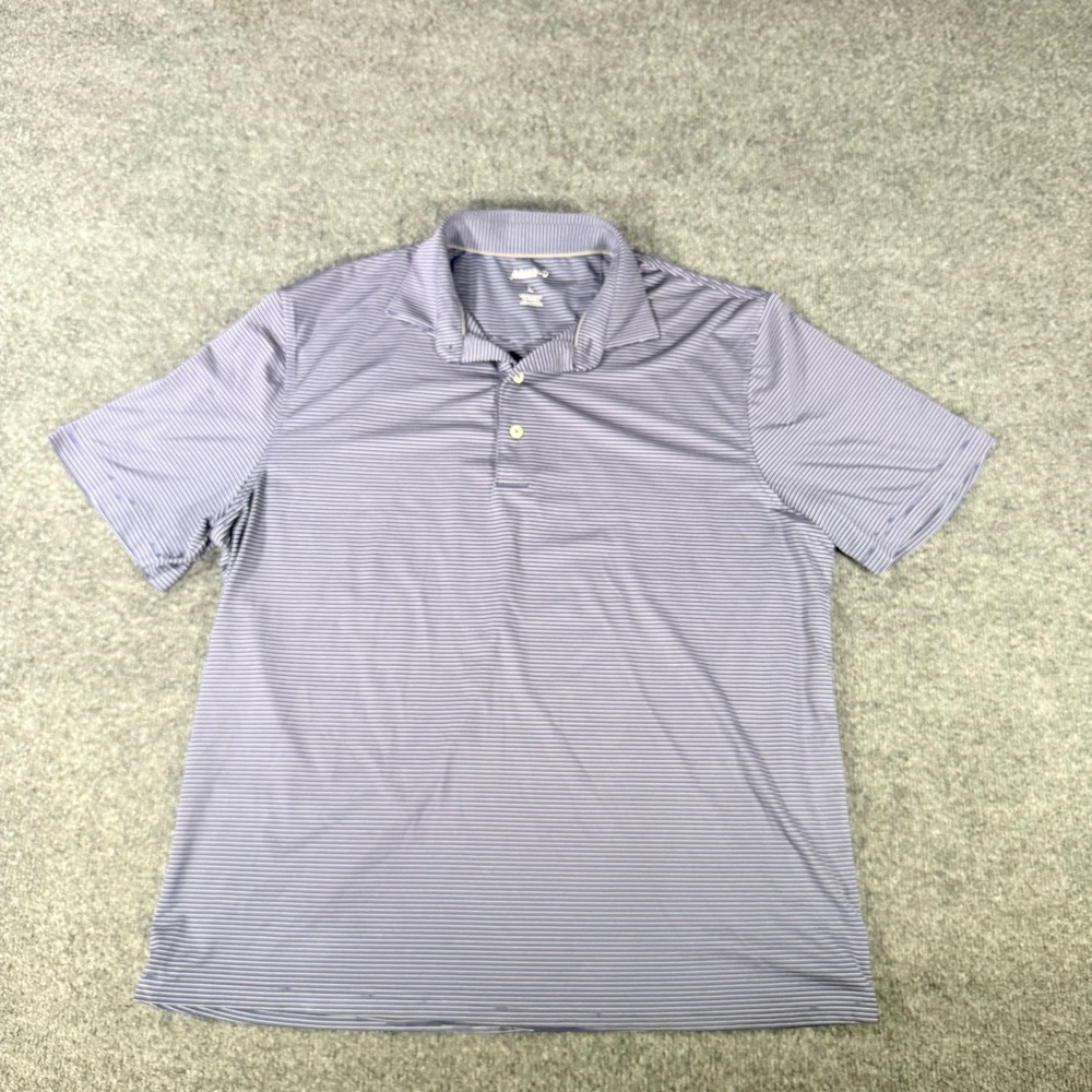 johnnie-O Polo Shirt Mens Large L Blue Striped Performance Golf Short Sleeve Top
